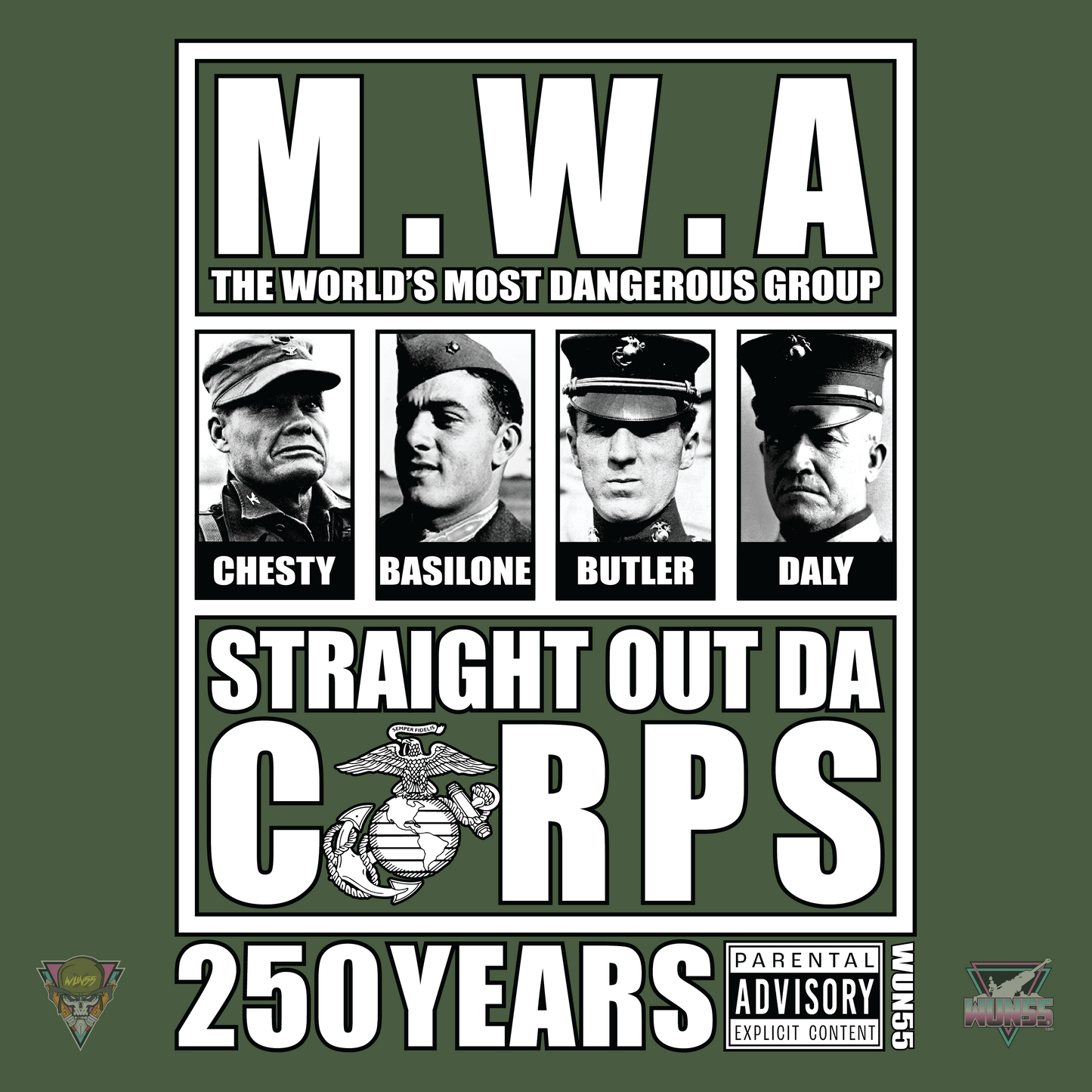 Marines With Attitude 250th Birthday Anniversary OD Green